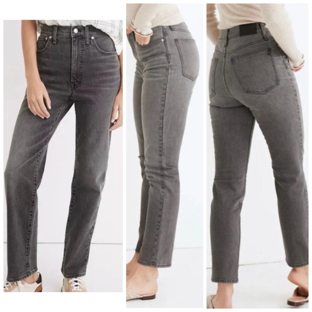 Madewell The Perfect Vintage Jean Mid-Rise Gray Mom Jeans Tapered Leg Denim 27